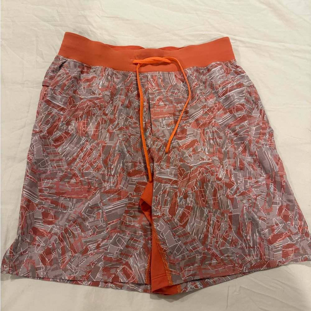 Lululemon Orange and White Patterned Athletic Shorts